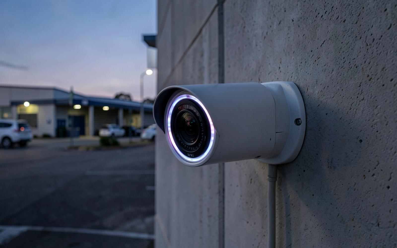 Professional IP security camera installed on a Gold Coast commercial building